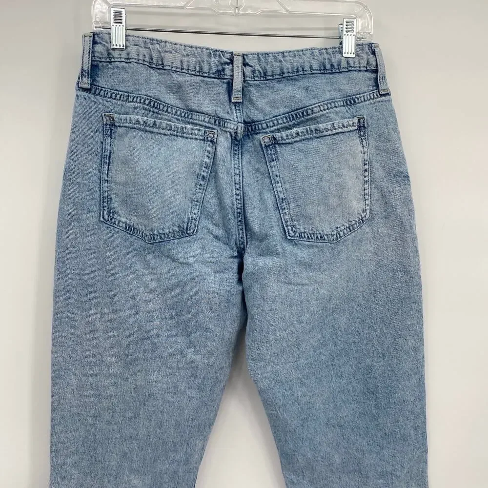 Gap Kids Girlfriend Distressed Knees Loose Jeans Light Wash 18 Plus